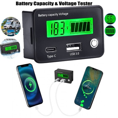 Battery Capacity Voltmeter Tester Lithium Voltage Meter Test Tool Gauge Monitor