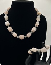 Genuine Rose Quarts Necklace/bracelet Set. Ch...