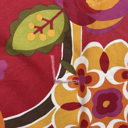 Pottery Barn King Duvet Cover Two Shams Red Floral Retro Mod Cotton Reversible - Picture 9 of 13