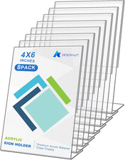 8 Pack Acrylic Sign Holder 4 X 6Inches  Clear Plastic Sign Holder Paper Photo Dis
