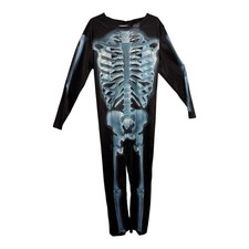 Child Size Skeleton Halloween Costume with head cover and gloves Size 10/12 