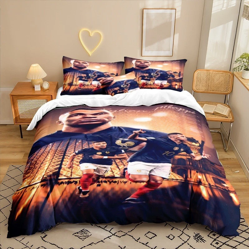 3D Football Player Digital Printed Bedding Set - Bed Cover with Pillowcases
