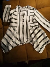 San Joy Tunic Women's Striped Polyester Stylish Blouse size S