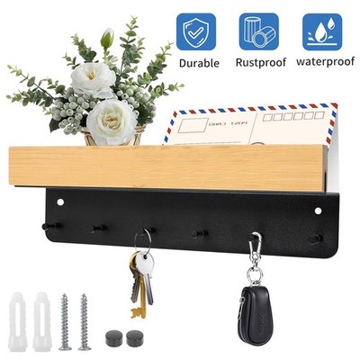 Schlüsselbrett mit Ablage Wandorganizer Schlüsselboard Schlüsselhalter + 8 Haken