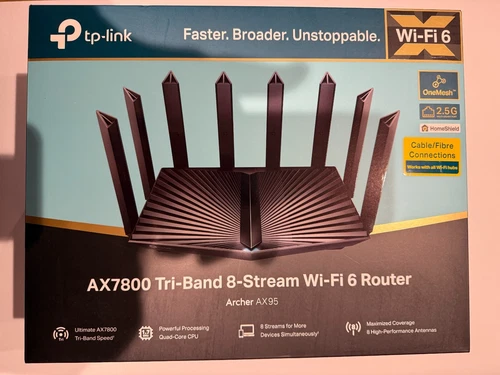 TP-LINK ROUTER WI-FI 6 AX7800 TRI-BAND 8-STREAM WITH BOX INSTRUCTIONS VERY GOOD