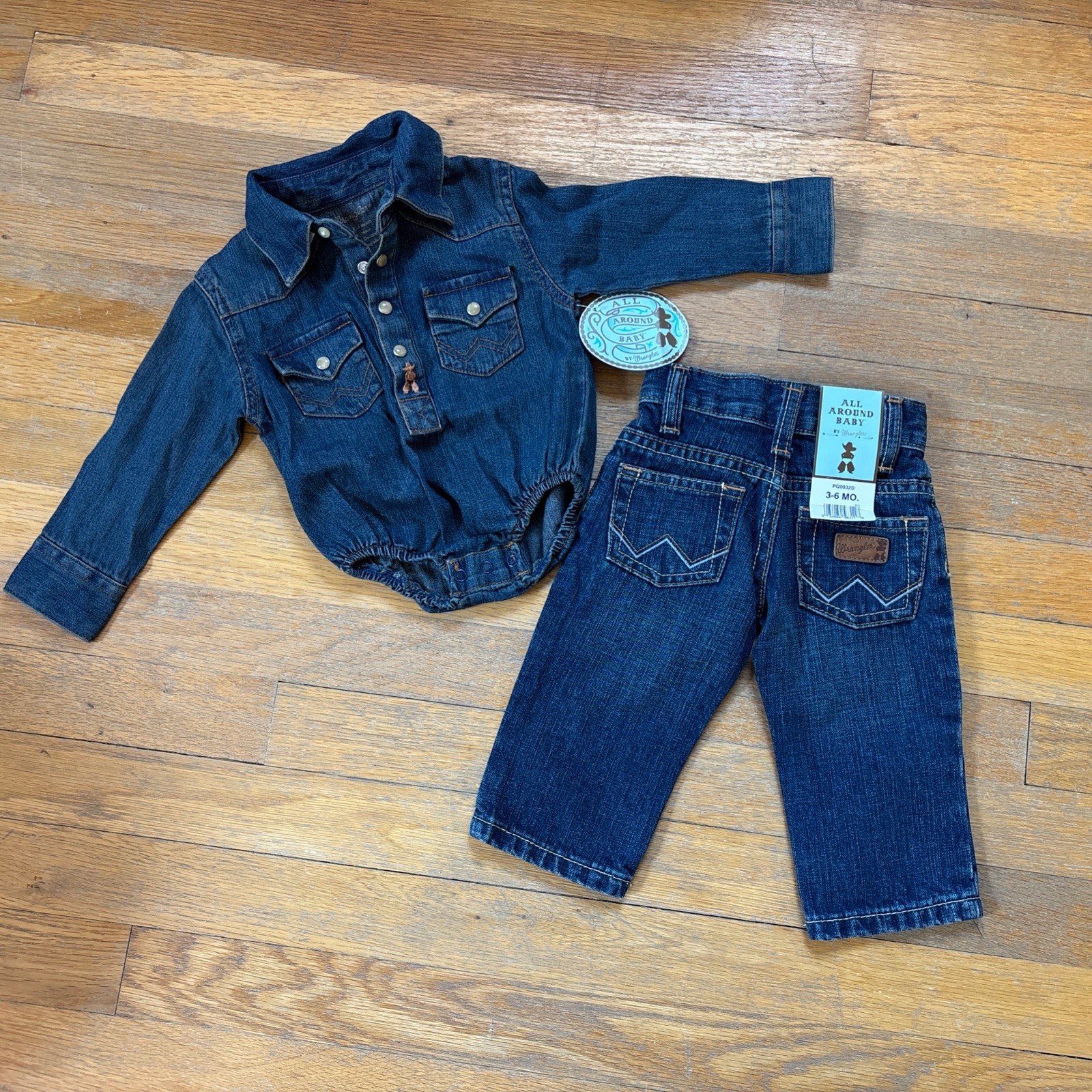Wrangler All Around Baby 3-6 Months 2 Piece Jean Outfit