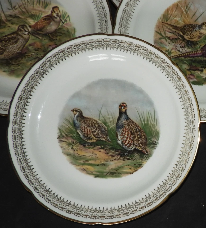 Porcelaine de Vierzon : x7 assiettes + 1 grand plat décor GIBIER DE CHASSE - Photo 2/4