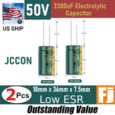 2 Pcs 50V 3300uF 18x36mm JCCON Low ESR Electrolytic Capacitor US Ship
