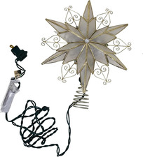 Kurt Adler 10-Light 6-Point Capiz Star Treetop with Scroll Design