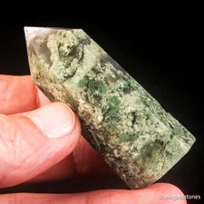 40g59mm Moss Agate Point Crystal Tower Natural Quartz Healing Gemstone Specimen