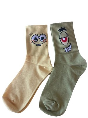SpongeBob Plankton Crew Socks 2 Pack Unisex Nickelodeon Cartoon