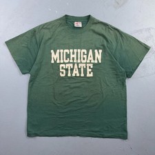 VTG 90s Tee Jay Michigan State T-Shirt XL Green Made In USA Collegiate Graphic