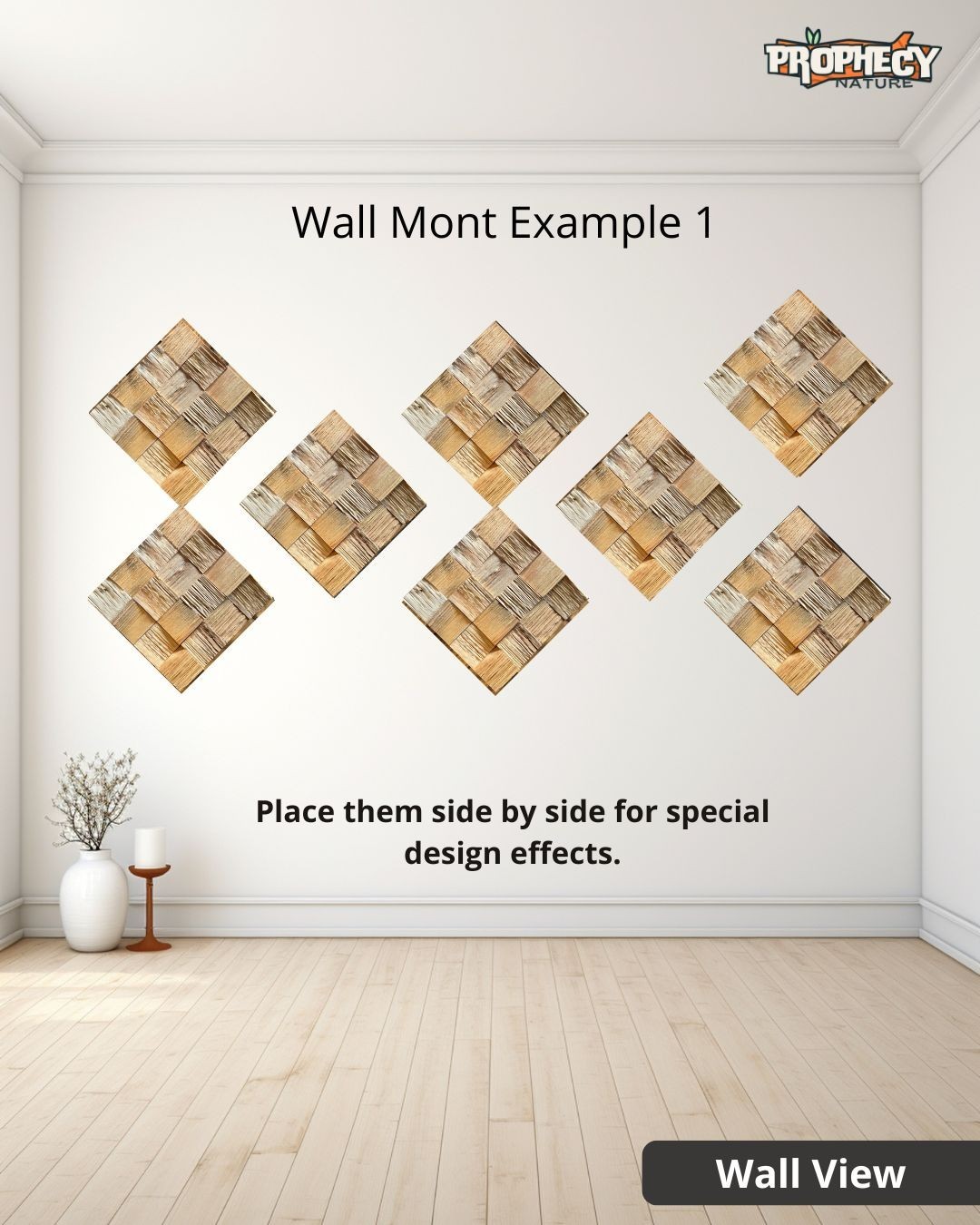 12”x12” Solid Wood Wall Panel – Decorative 3D Wooden Art Panel – Ready to Mount 
