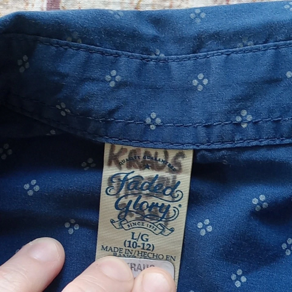 Faded Glory button down shirt sz 10-12 - Image 3 of 3