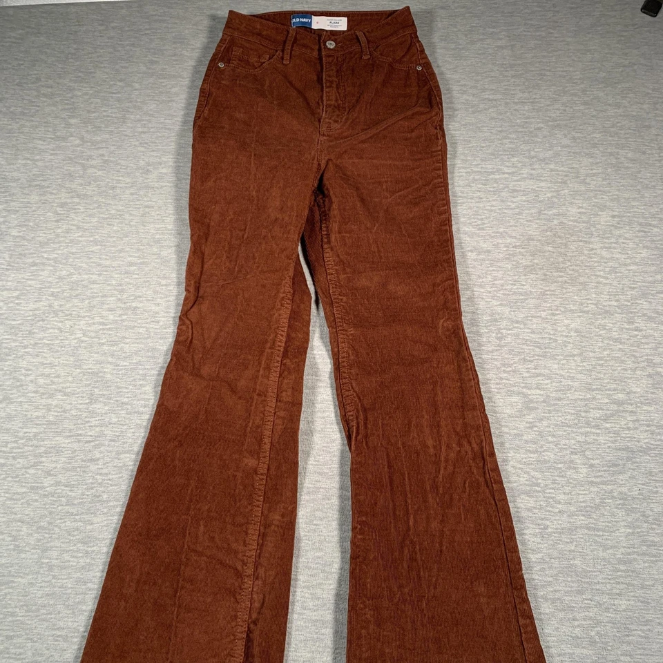 Old Navy Pants Womens 0 Brown Corduroy Higher High Rise Flare Leg Secret-Smooth - Image 2 of 4