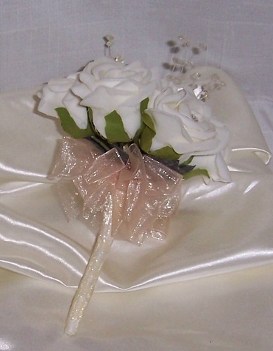Posy bouquet Bride Bridesmaid Artificial wedding flowers Roses Crystals Diamanté - Picture 3 of 45