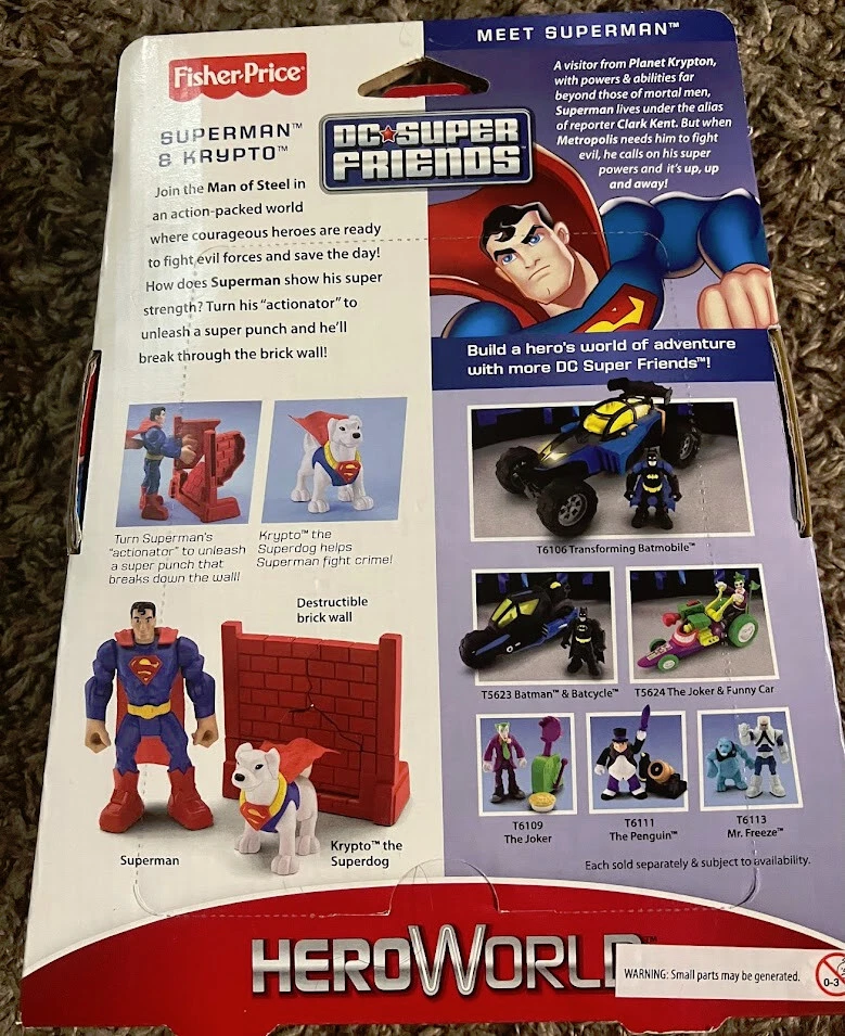 Boneco de ação HeroWorld Superman brinquedo Fisher Price DC Super Friends fechado - Imagem 2 de 4