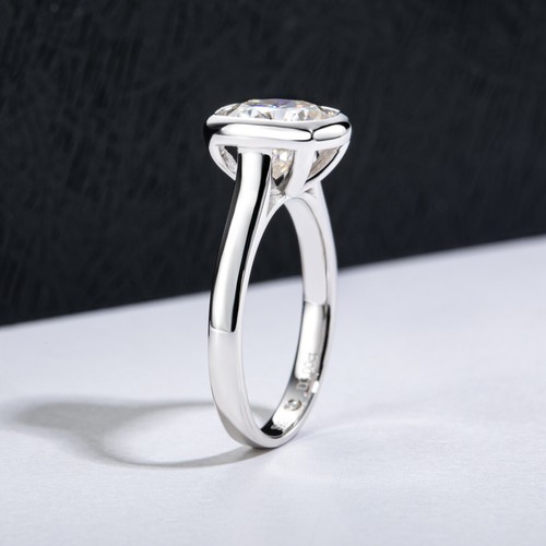 Anello di Fidanzamento Moissanite 3CT Cuscino Taglio Colore D VVS1Anelli Eternità per Donna - Foto 6 di 9