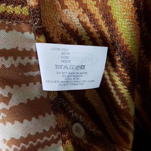 Missoni Seidenhemd Herren Gr. 56 XXL Braun Orange Gelb Gestreift Hemd Silk Shirt - 第 8/8 張圖片