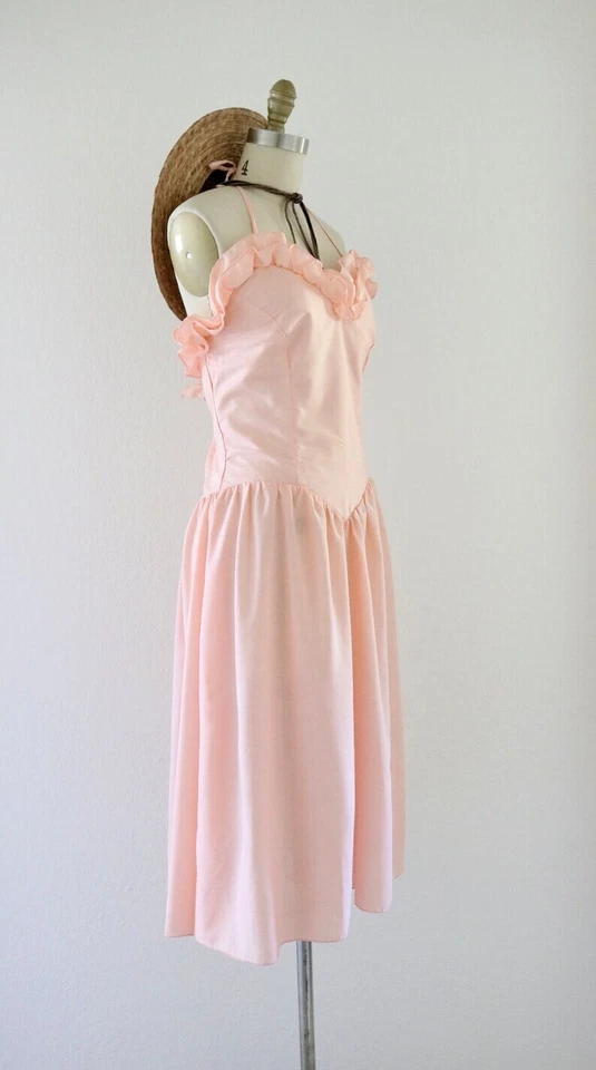 Halter Vintage Años 80 Danza Allure Melocotón Volantes Sweetheart Verano Sol Años 70 - M Foto 3 de 4