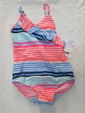 NWT Oshkosh B'gosh Girls One Piece Swimsuit Bright Multi Color Stripes Size 4