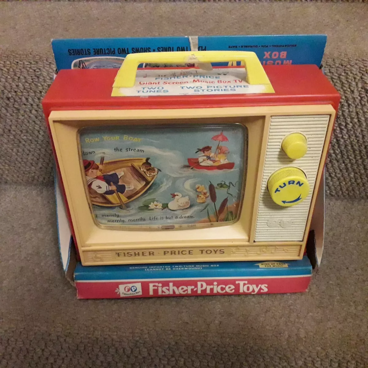 Fisher Price vintage wind up television in original box 1960s eBay