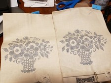 Vintage Jordan Marsh Needlepoint Hand Dish Tea Towels