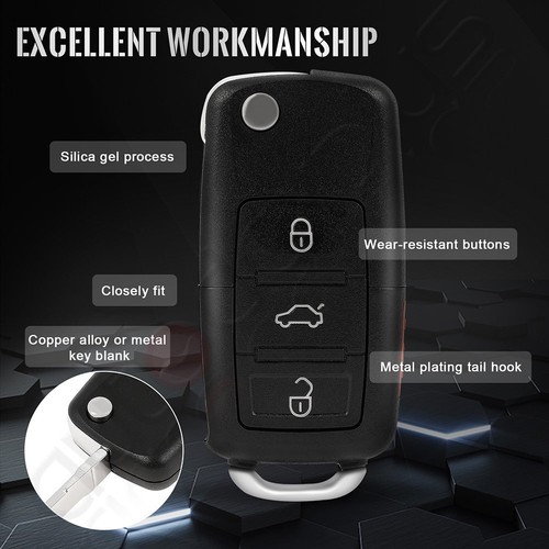 2 Remote Car Key Fob for Volkswagen Beetle Passat 1998 1999 2000 2001 4 Buttons - Picture 4 of 6