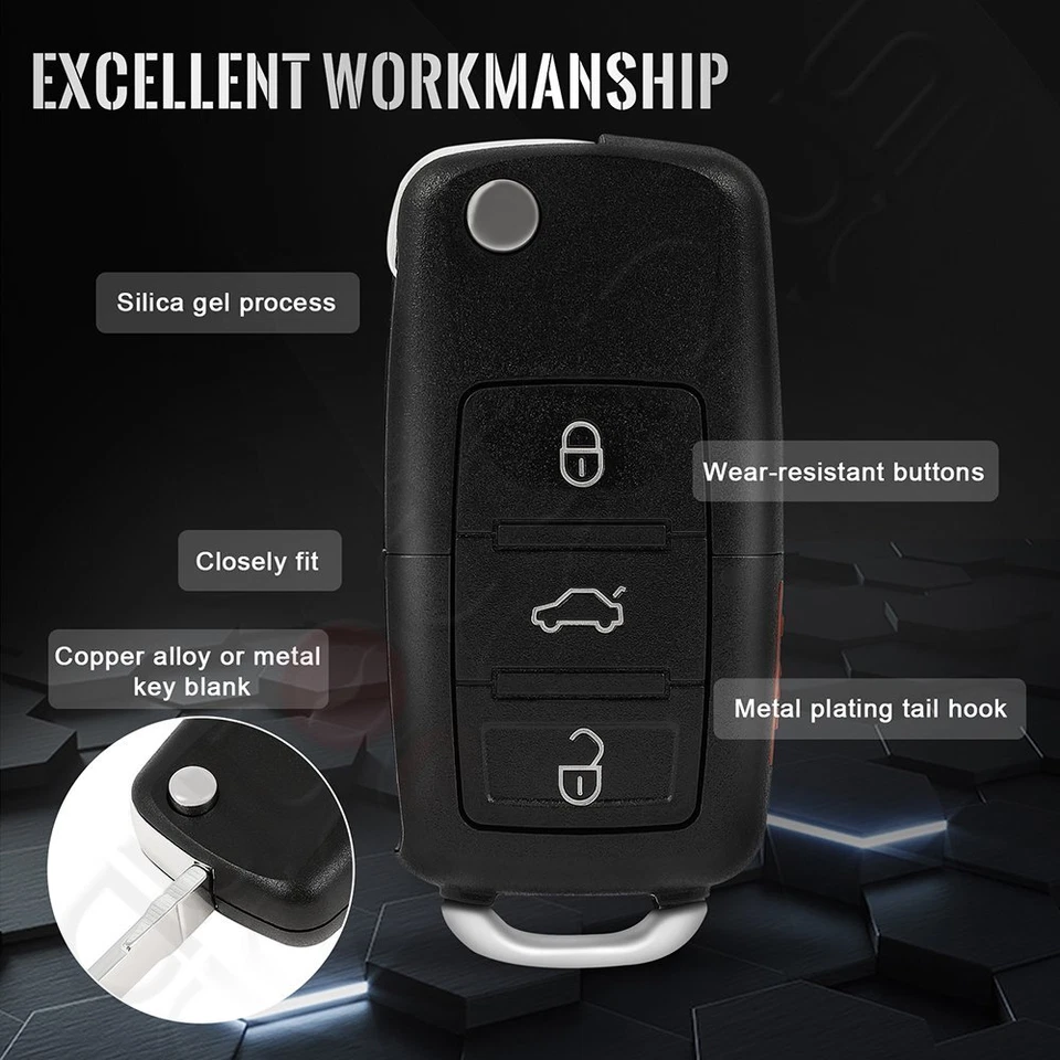 2 дистанционных автомобильных брелока для Volkswagen Beetle Passat 1998 1999 2000 2001 4 кнопки - Изображение 4 из 4