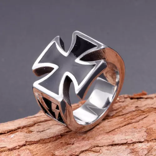 Neu Herren Eisernes Kreuz Biker Ring Edelstahl Mc Schwarz Silber Größe 7-13 - Bild 11 von 13