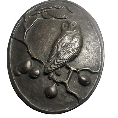 Owl Plaque Hand Cast Kathleen Smith Kinsale Ireland Bronze Resin 7'' x 5.5''