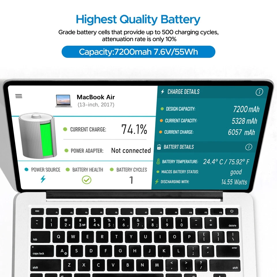 Nuevo repuesto de batería MacBook Air de 13 pulgadas para A1466 A1369 A1496 A1377 A1405 Foto 4 de 4