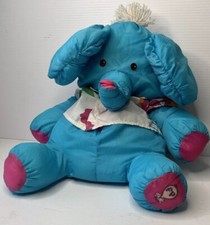 Vintage 1987 Fisher Price Puffalump Blue Elephant Hawaiian Shirt Stuffed Plush