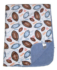 Chick Pea Football Blue Sherpa Baby Blanket Security Lovey