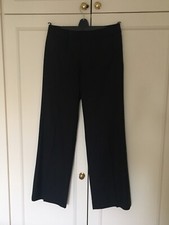 Austin Reed Signature Trousers Black Blue Pinstripe 100 Wool Size 12