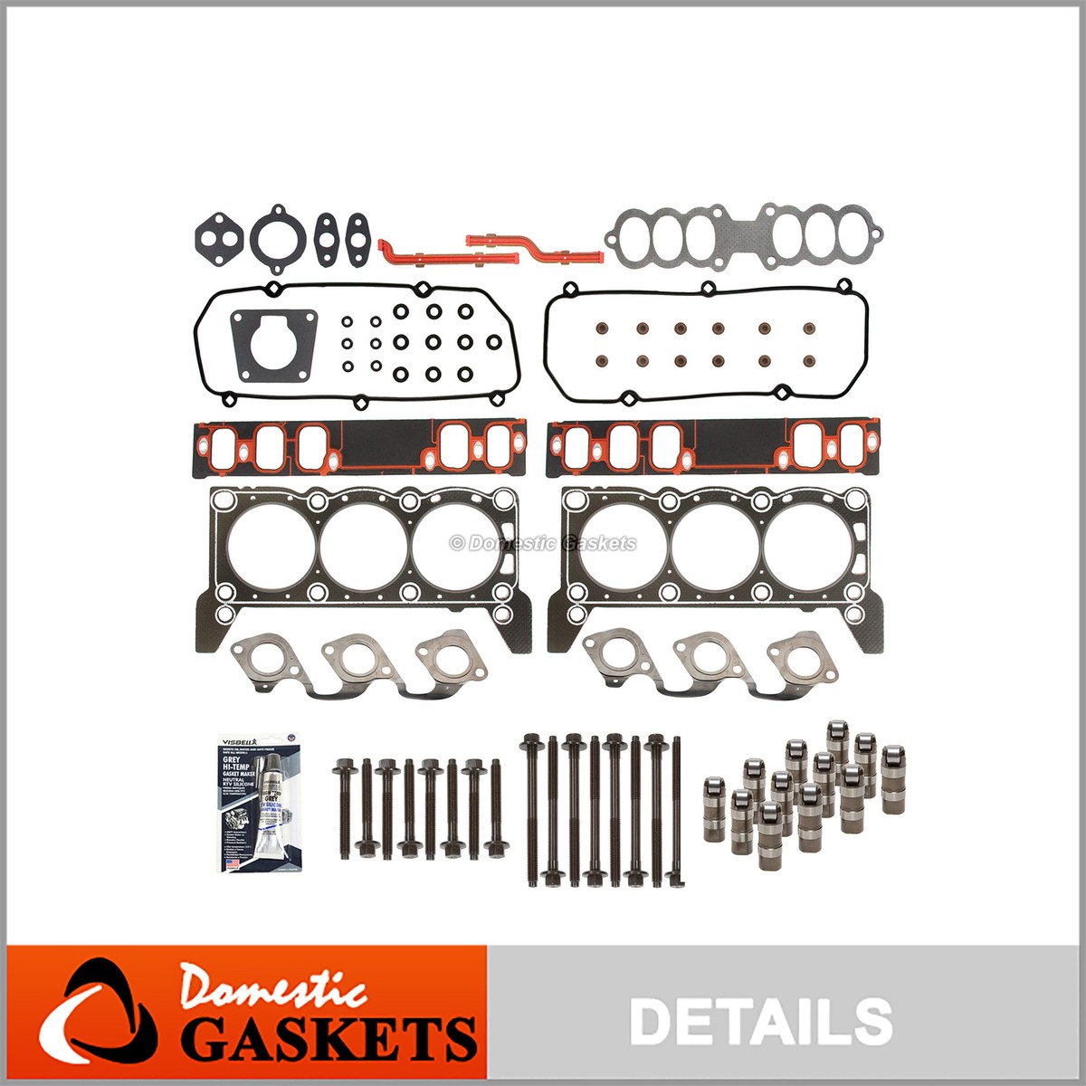 MLS Head Gasket Set MA-4216916258 Complete Head Gasket Bolts Set For 1998&ndash;2004 Ford Mustang &amp; F150 3.8L 4.2L OHV V6 Engines &ndash; Direct OE Replacement Ford VIN 2 4 6 Cylinder Head Gasket