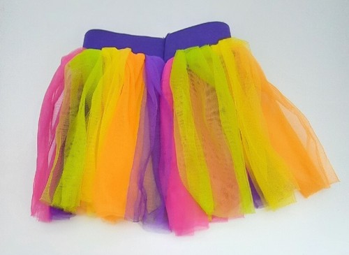 Rainbow Tulle TuTu Girl's Small Elastic Waist Yellow Pink Orange Purple Green - Picture 7 of 10