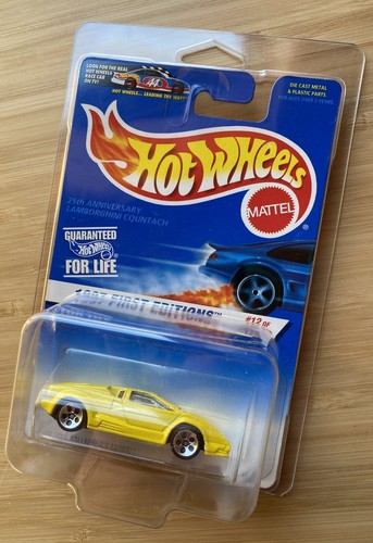 HOT WHEELS 25TH ANNIVERSARY LAMBORGHINI COUNTACH #510 1997 FIRST ED W/ PROTECTOR