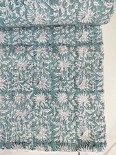 Indian Hand Kantha Quilt Cotton Bedspread Block print Coverlet Stiched Blanket