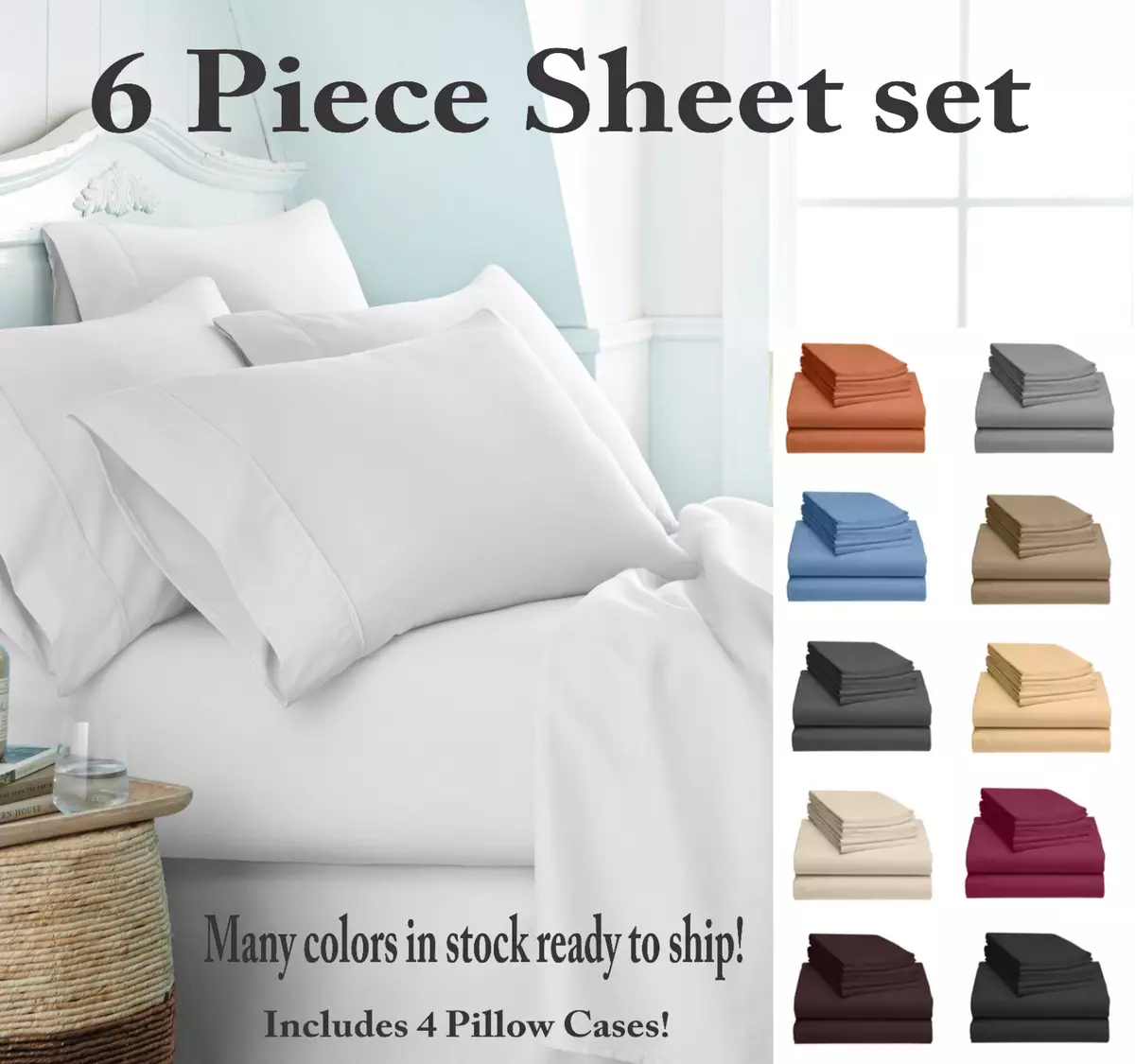 Evacuatie vloeiend Samengroeiing 2100 Series 6 Piece Bed Sheet Set Hotel Luxury Ultra Soft Deep Pocket Bed Sheets | eBay Evacuatie vloeiend Samengroeiing 2100 Series 6 Piece Bed Sheet Set Hotel Luxury Ultra Soft Deep Pocket Bed Sheets | eBay