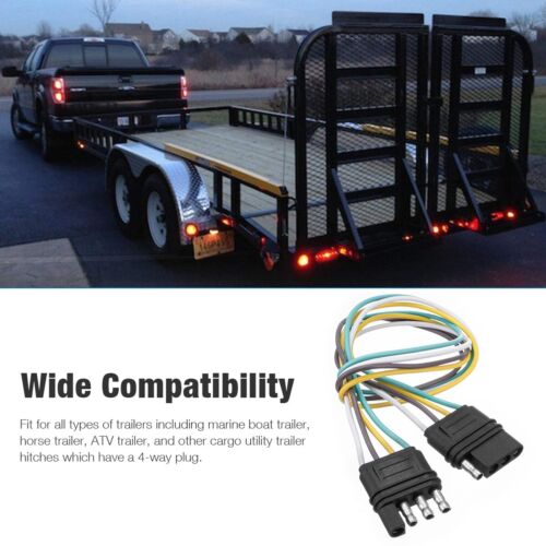 2X 4-Pin Plug Trailer Light Wiring Harness Extension 18 AWG Flat Wire Connector - Picture 3 of 13