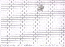 EMBOSSED BRICK White  34978Subway wallpaper  dollhouse 1pc 1/12 scale