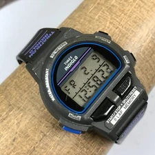 Timex Triathlon Indiglo Women Black Rubber 32mm Quartz Analog Watch 6 3/4"