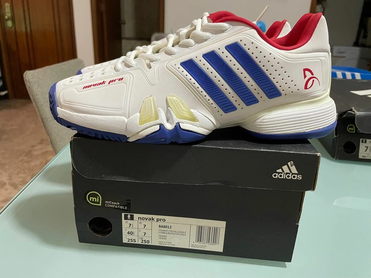 Bnib Adidas Barricade Novak Pro Men'S Tennis Shoe Us 7.5 -  White/Red/Blue Ba8013 | Ebay