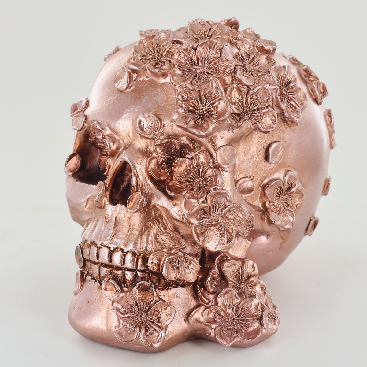 Copper Skull with Flowers Ornament Novelty Goth Halloween Gift or Wicca 39971