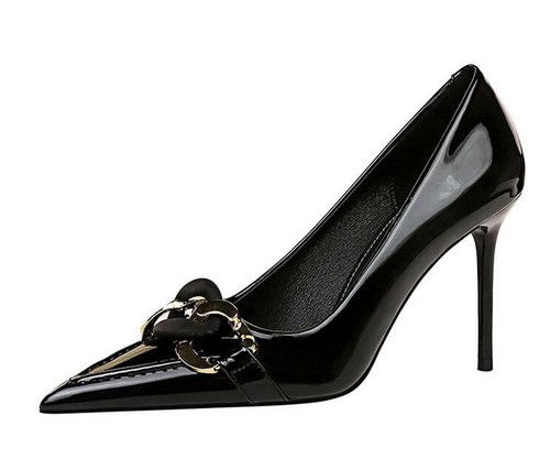 High Heels Stilettos Pumps Shoes Size 4.5-10.5 Leather 9. 5 cm Black Green Beige - Picture 9 of 29