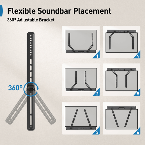 Montaje de barra de sonido universal ErgoAV admite hasta 15 libras con instalación flexible - Imagen 5 de 7
