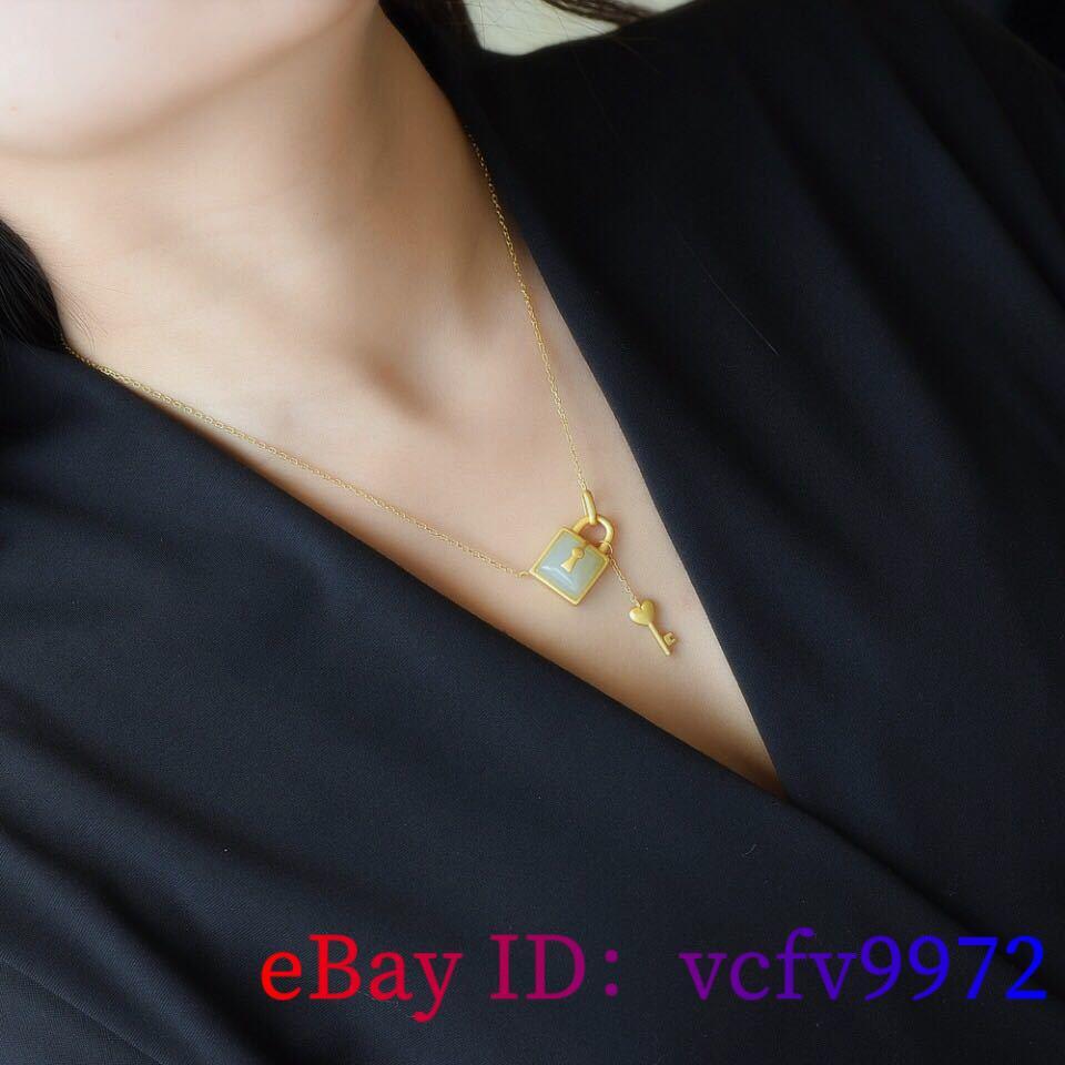 White Jade Key Pendant Necklace Jewelry Natural 925 Silver Gift ...
