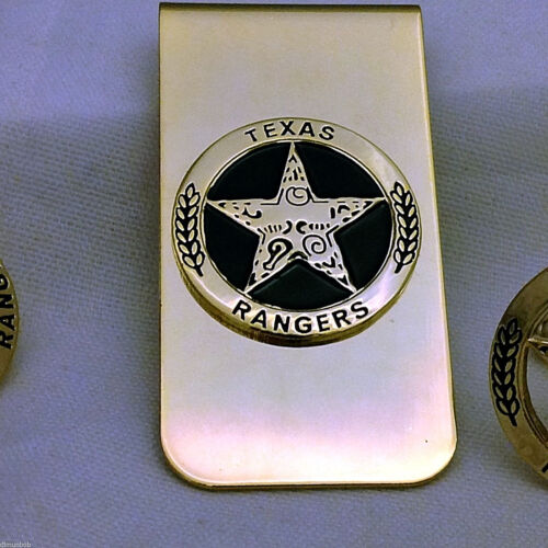 Engraved Texas Ranger Badge Set, Cuff Links, Lapel Pin and Money Clip (silver) - Picture 4 of 11
