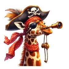 Animal Pirate Watercolour Stickers - Funny Decoration for Wall, Nursery 18X18